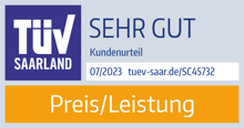 TÜV Saarland Preis/Leistung sehr gut für Neodigital